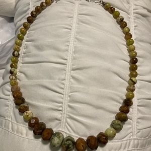 JAY KING STERLING CHROME & GREEN OPAL FACETED BEADED NECKLACE! DRT CO.